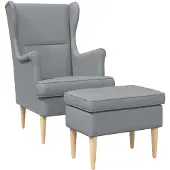 vidaXL : 2 fauteuils avec repose-pieds, tissu gris clair