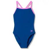 Speedo Solid Turnback Swimsuit Bleu 42 Femme