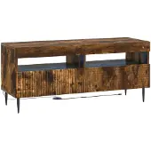 vidaXL Meuble TV LED en bois imitation chêne fumé