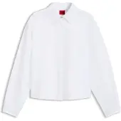 HUGO pour femme. 50572062 Chemisier Endeka blanc (40), Casuel, Coton, Manche longue