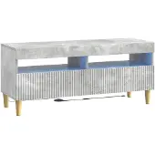 vidaXL Meuble TV LED gris béton, fabriqué en panneaux de particules