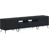Syfax Meuble TV LED, 5 pièces, noir, en panneaux de particules