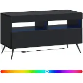 vidaXL Meuble TV LED noir en panneaux de particules