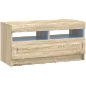 Syfax Meuble TV LED en bois imitation chêne Sonoma