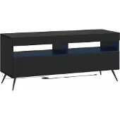 Syfax Meuble TV LED, noir, en panneaux de particules