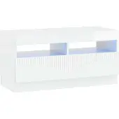 vidaXL Meuble TV LED, blanc brillant, en panneaux de particules