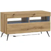 Syfax Meuble TV en bois stratifié imitation chêne artisanal