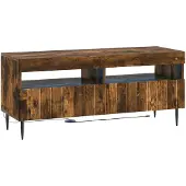 vidaXL Meuble TV LED en bois imitation chêne fumé