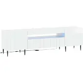 Syfax Meuble TV LED, finition laquée blanche, en panneaux de particules