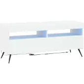 Syfax Meuble TV LED, blanc, en panneaux de particules