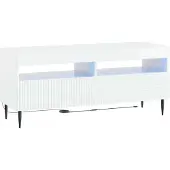 vidaXL Meuble TV LED, blanc brillant, en panneaux de particules