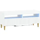 Syfax Meuble TV LED, blanc, en panneaux de particules