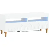 vidaXL Meuble TV LED blanc en panneaux de particules