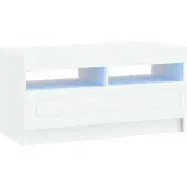 Syfax Meuble TV LED, blanc, en panneaux de particules