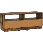 vidaXL Meuble TV LED en bois imitation chêne fumé