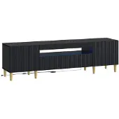 vidaXL Meuble TV LED noir en panneaux de particules