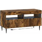 vidaXL Meuble TV LED en bois imitation chêne fumé