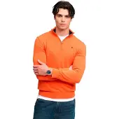 Superdry Prep Essential Cotton Half Zip Sweater Orange L Homme