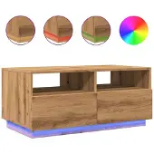 vidaXL Table basse avec lampes LED Chêne Artisan 90x49x40 cm
