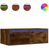 vidaXL Armoire TV avec lampes LED chêne fumé 75x35,5x25 cm