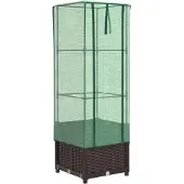 vidaXL Lit surélevé avec serre aspect rotin 40x40x139 cm