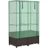 vidaXL Lit surélevé avec serre aspect rotin 80x40x138 cm