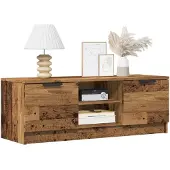 vidaXL Armoire TV imitation vieux bois 102x35x36,5 cm Matériau dérivé du bois