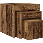 vidaXL Tables gigognes 3 pcs vieux bois bois d'ingénierie