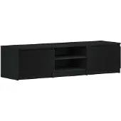 vidaXL Armoire TV noire imitation chêne 140x40x36 cm Bois composite