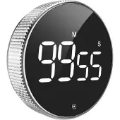 Relaxdays Minuteur cuisine magnétique, Minuteur, Argent