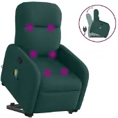 vidaXL Fauteuil de massage avec releveur Vert foncé Tissu