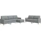 vidaXL Ensemble de canapés 3 pièces avec repose-pieds Tissu gris clair