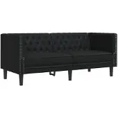 vidaXL Canapé Chesterfield 2 places noir similicuir