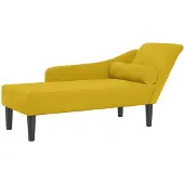 vidaXL Chaise longue avec coussin jaune velours