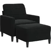 vidaXL Fauteuil avec pouf noir 60 cm velours