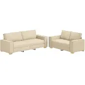 vidaXL Ensemble de canapés 2 pièces avec coussins Crème Tissu