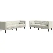 vidaXL Ensemble de canapé Chesterfield 2 pièces avec traversins Crème Velours