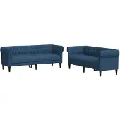 vidaXL Ensemble de canapés 2 pcs bleu tissu