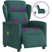 vidaXL Fauteuil de massage électrique Vert foncé Tissu