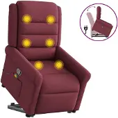 vidaXL Fauteuil de massage avec releveur vin rouge Tissu