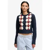 Superdry Cardigan ivoire / marine / rouge vif