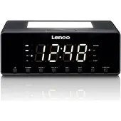 Lenco CR-540BK - Radio-réveil avec veilleuse à intensité variable et fonction de charge USB - Noir