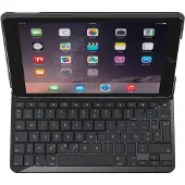Logitech Slim Folio, clavier AZERTY, modèle français, compatible avec Apple, couleur gris foncé, détails noirs, résistant à la poussière, résistant aux rayures, sans fil