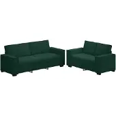 vidaXL Ensemble de canapés 2 pièces avec coussins vert foncé velours
