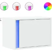 vidaXL Table de chevet murale avec lumières LED blanc