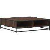 vidaXL Table basse marron imitation chêne 100x100x30cm bois composite métal
