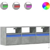 vidaXL Armoire TV murale avec éclairage LED gris béton 130x31x45 cm