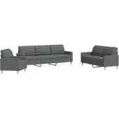 vidaXL Ensemble de canapés 3 pièces gris foncé Tissu