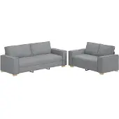 vidaXL Ensemble de canapés 2 pièces avec coussins Tissu gris clair