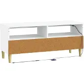vidaXL Meuble TV LED blanc en panneaux de particules